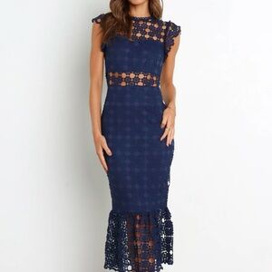 Petal & Pup Navy Lace Midi Dress